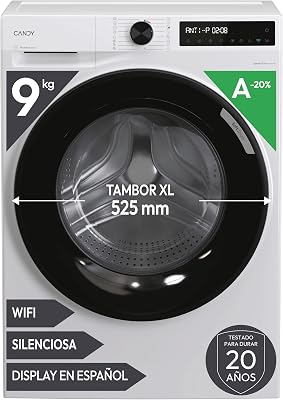 ProWash 500 BR 49SBL8-S, Lavadora 9 KG, 1400 RPM, Display Digital, Conectividad WIFI, 16 Ciclos, Motor Inverter, Inicio Diferido 24H, Bloqueo Infantil, Tambor 52,5cm, 72 DB, Blanco