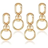 4 Pcs Double Opening Swivel Clasps Gold Key Chain Clips Spring Double Ring Keychain for Craft Alloy Swivel Snap Hooks Clips for DIY Bags Jewelry Clasps, Lanyard Making