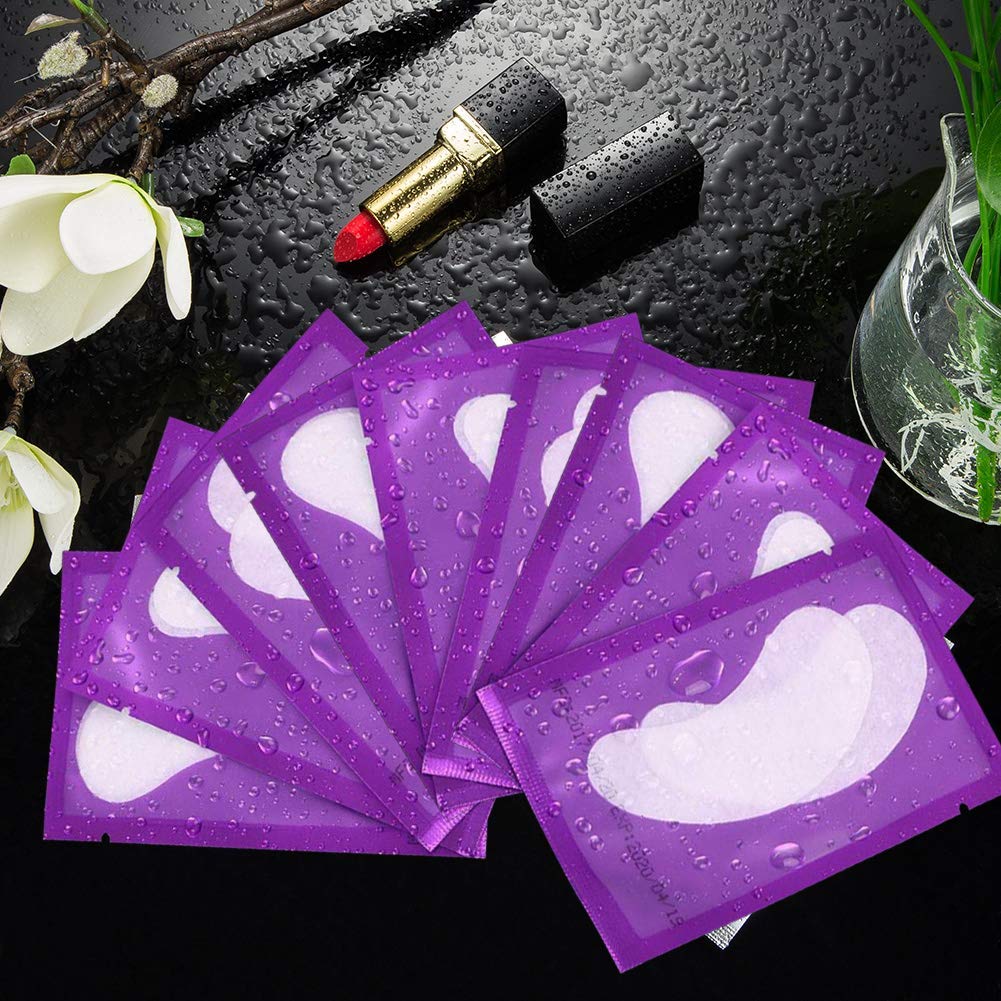 100 Pairs Eyelash Extension Gel Patches, Lash Extensions Lint Free Hydrogel Under Eye Pads Beauty Eye Mask supplies(purple): Beauty