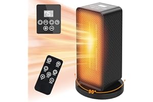 AUMIO Space Heater, Electric Heaters for Indoor Use with Thermostat, Digital Display, 90°Oscillation, 12h Timer, 3 Modes, Ceramic heaters, Fast Heating Quiet Small Space Heater for Office Home Bedroom
