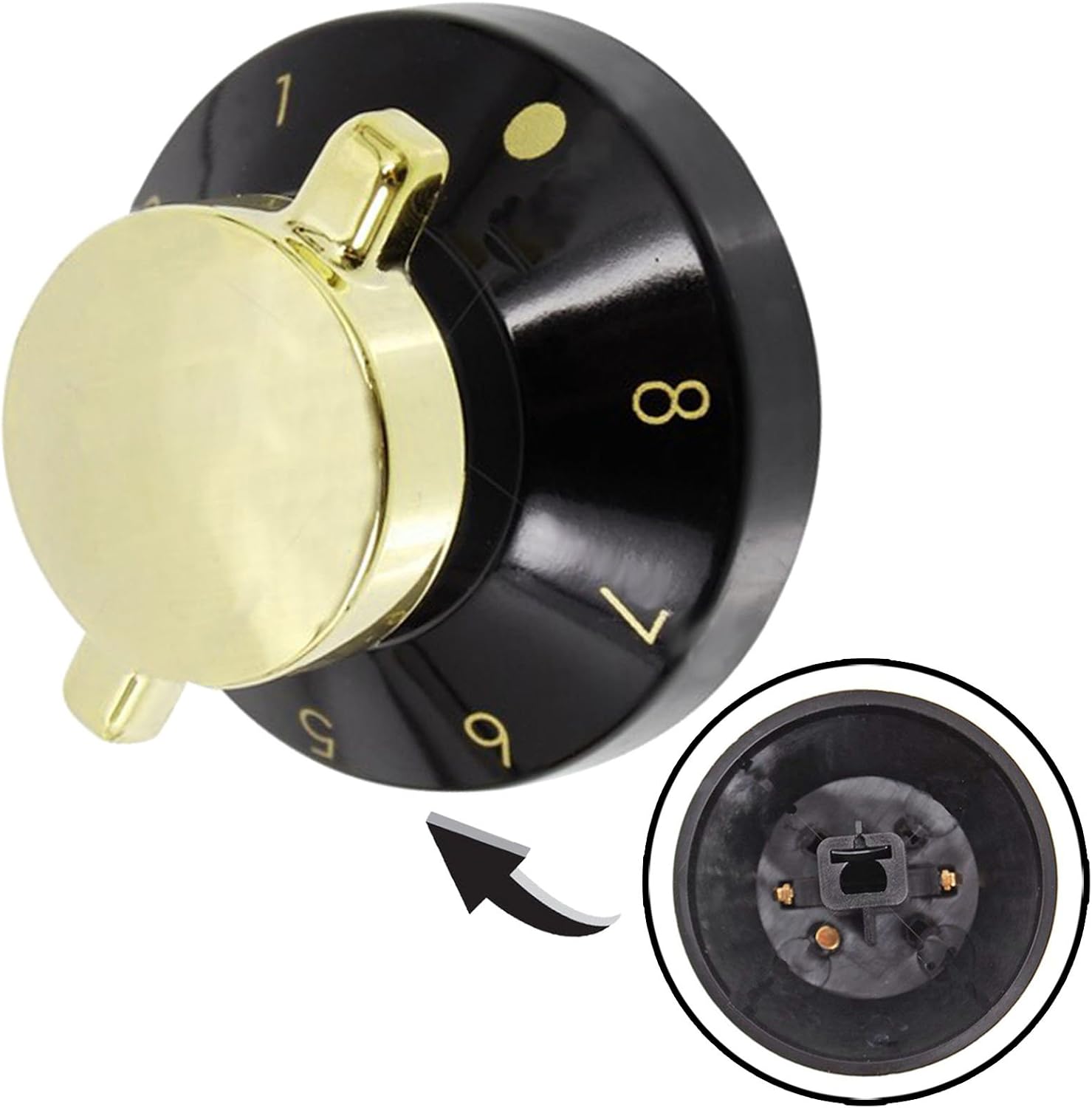 Black/Gold Spares2go Grill Burner Flame Switch Knob for Diplomat Oven