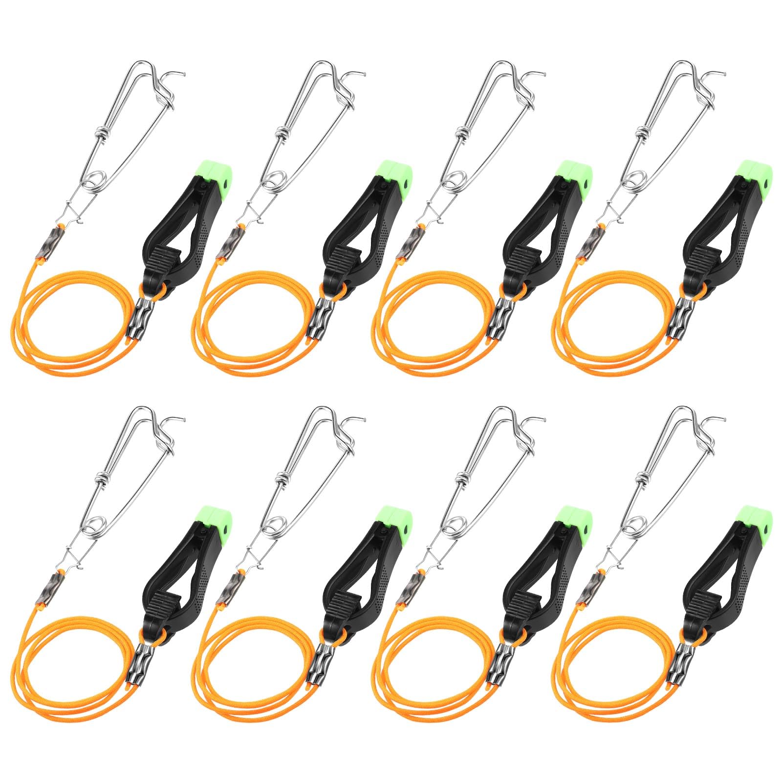 Photo 1 of Hollowfly 8 Pcs Fishing Downrigger Release Clips Release Snap Weights Clips with Downrigger Line for Offshore Fishing Planer Board Weight Kite Trolling(Orange,17 Inch,A)