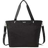Baggallini Large Carryall Tote - Lightweight Nylon Zipper Top Weekender Travel Beach Bag w/Luggage Sleeve