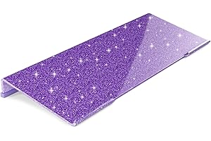 Rulyyo Ergonomic Computer Keyboard Stand - 17 Inch Glitter Purple Acrylic Keyboard Riser for Desk Tilted Keyboard Holder Tray with Non-Slip Strip for Home Office Easy Typing & Working