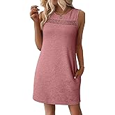 EVALESS Dresses for Women 2026 Spring Summer Casual Beach Dresses Sleeveless Cut-Out Mini Dress Crewneck Vacation Outfits