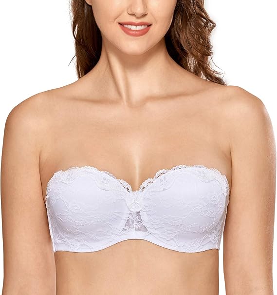 DELIMIRA Femme sans Bretelles Bandeau en Dentelles avec