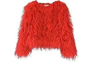foefaik Winter Fluffy Faux Fur Coat Women's Shaggy Jacket Long Sleeve Outwear