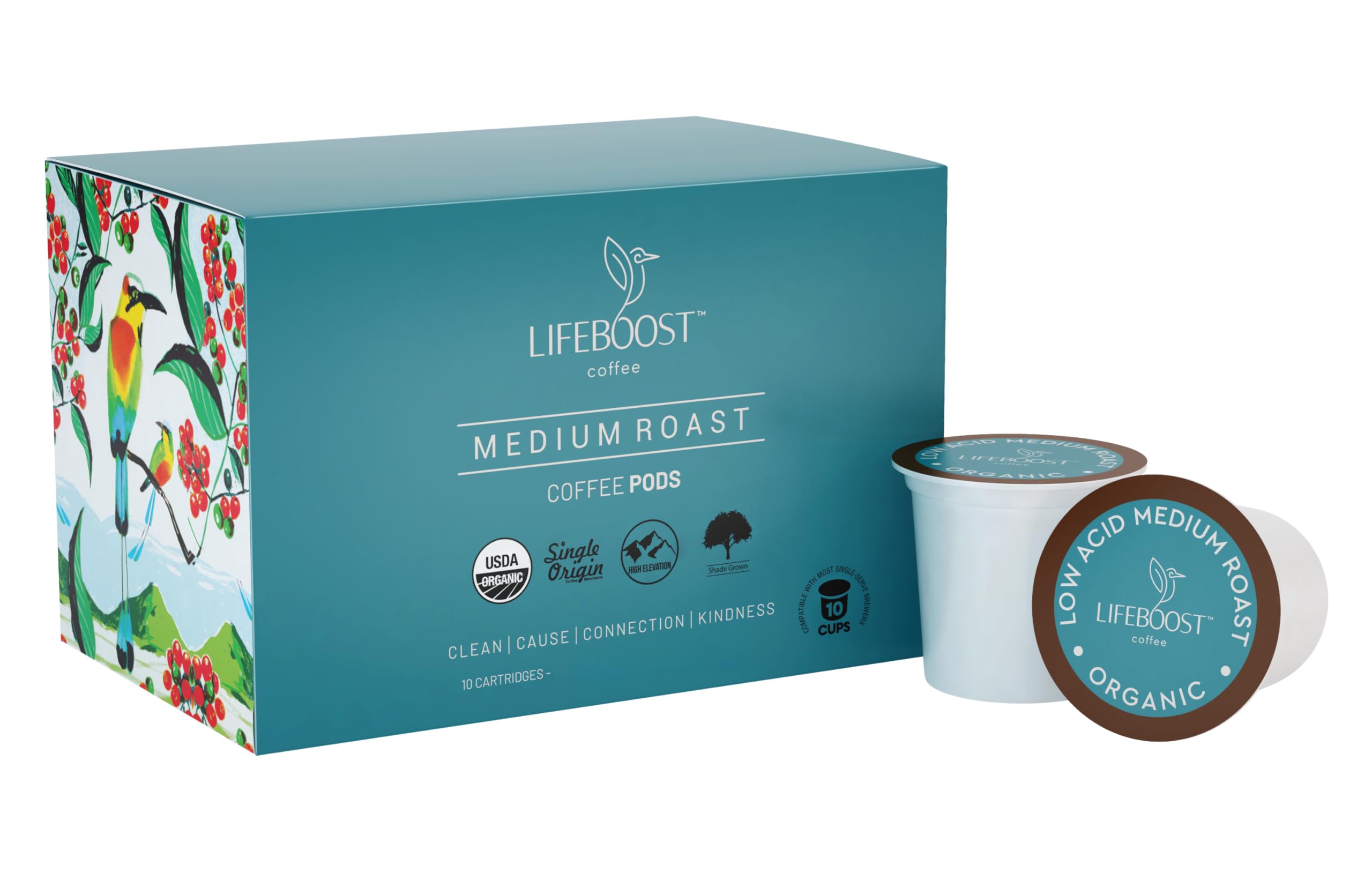 Photo 1 of Lifeboost Medium Roast Low Acid Coffee K Cups - Single Origin Mold Free Non-GMO Organic Coffee Pods - Compatible with Keurig & Keurig 2 Machines - 10 Count