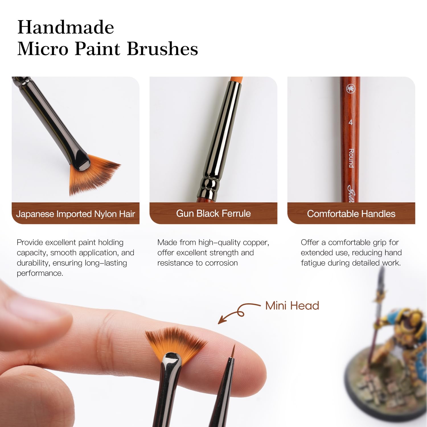 Golden Maple Fine Miniature Paint Brushes – Professional Micro Detail Brush Set for Models, Tabletop Gaming & Fine Art – Portable Travel Case, Acrylic/Watercolor/Oil