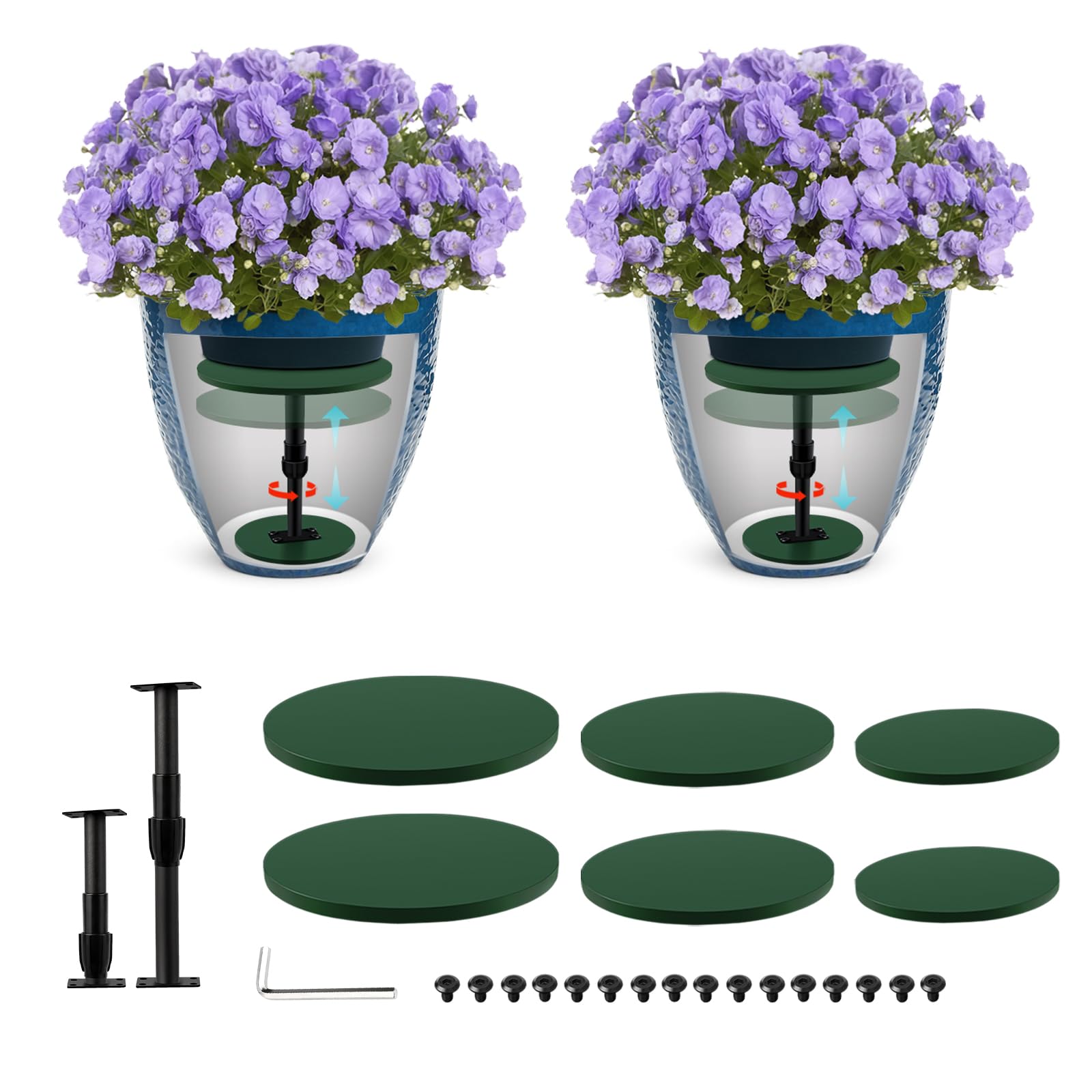 Photo 1 of *MISSING 1 RISER ROD* Axcoix 2 Pack Adjustable Height Plant Risers for Inside Pots, 7.5-12" Planter Inserts for Large Pots, Pot Fillers for Tall Square Round Taper Planters (6" 8" 10" Base or Top)
