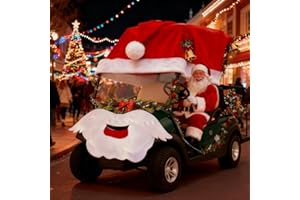 Buryeah 2 Pcs 16.40 ft Large Christmas Car Decoration Santa Claus Hat and Cute Beard Outdoor Car Covers Christmas Golf Cart Costume Auto Accessories Felt Santa Claus Kit Xmas Gift Set for Cars