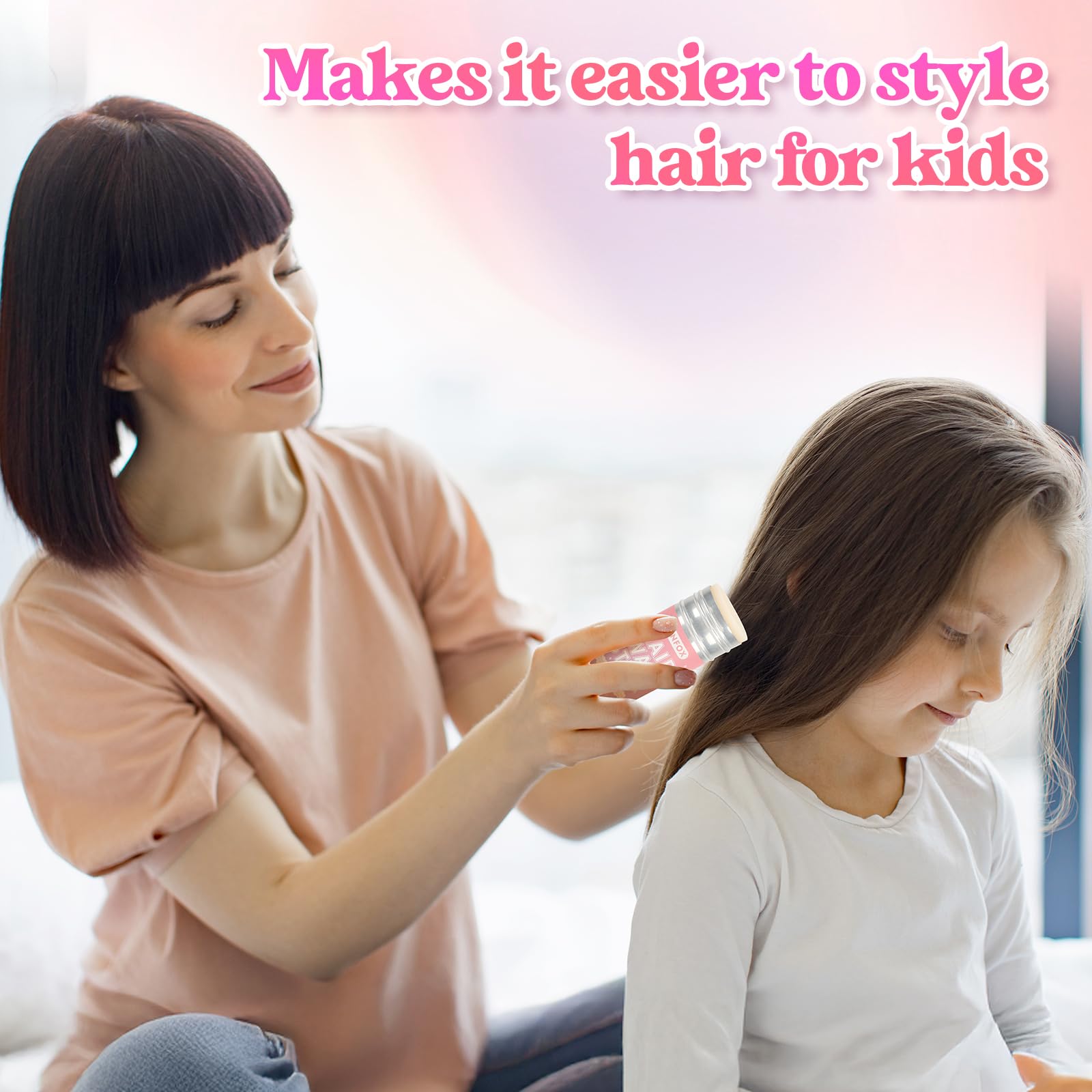 Hair Wax Stick, Slick Back Hair Brush, Wax Stick for Flyaways, Rat Tail Comb Edge Brush Styling Tool Set Accessories for Women Girls(Pink)