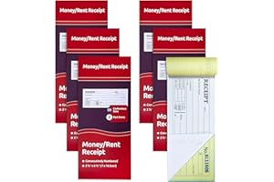 6-Pack Carbonless Receipt Book for Small Business - Money & Rent Receipts, 2-Part, 50 Sets per Book, 2-3/4" x 7-3/16" - Ideal