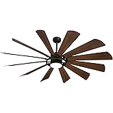 Minka-Aire F870L-TCL/DK Windmolen 65" Smart Outdoor Ceiling Fan, DC Motor, Dimmable LED Light in Textured Coal Finish Brown B