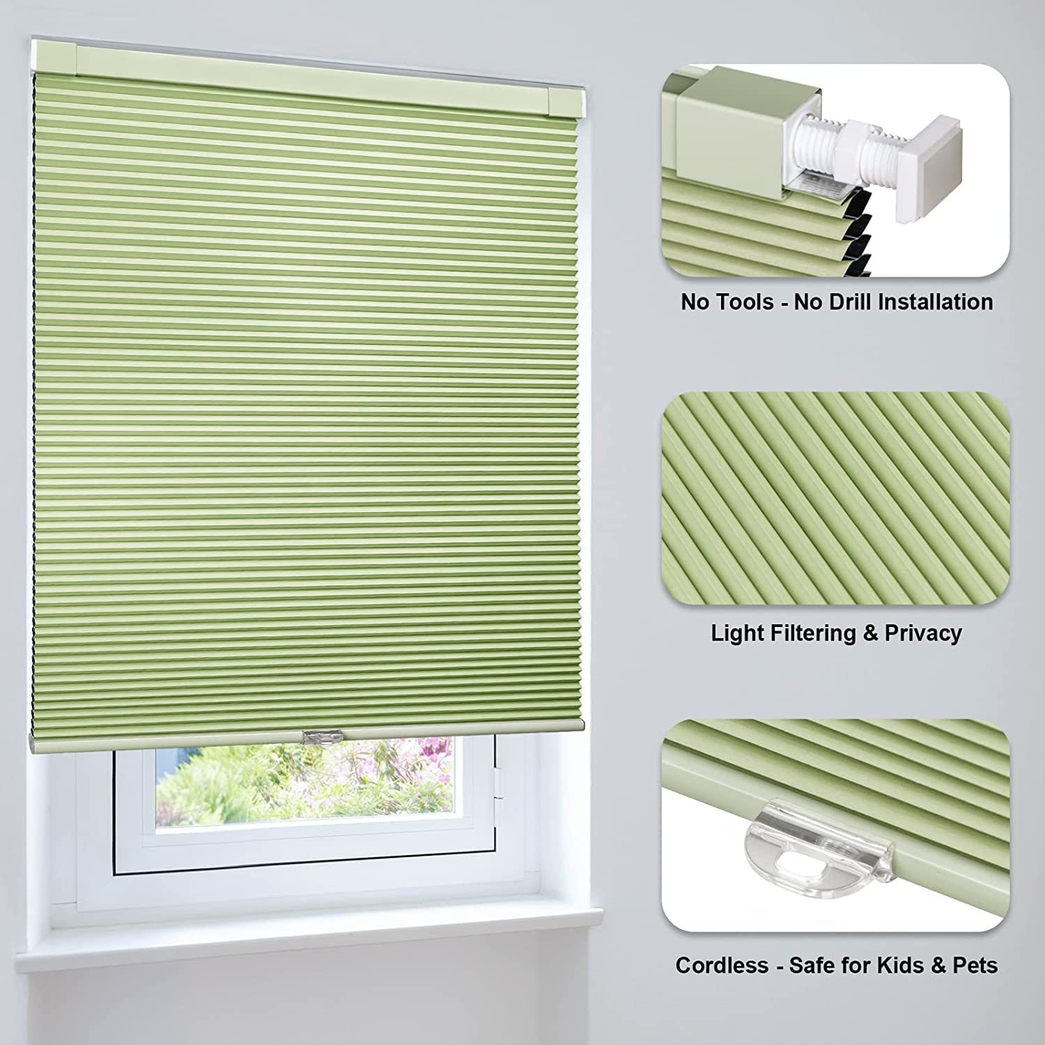 LazBlinds Cordless Cellular Shades No Tools No Drill Blackout Cellular