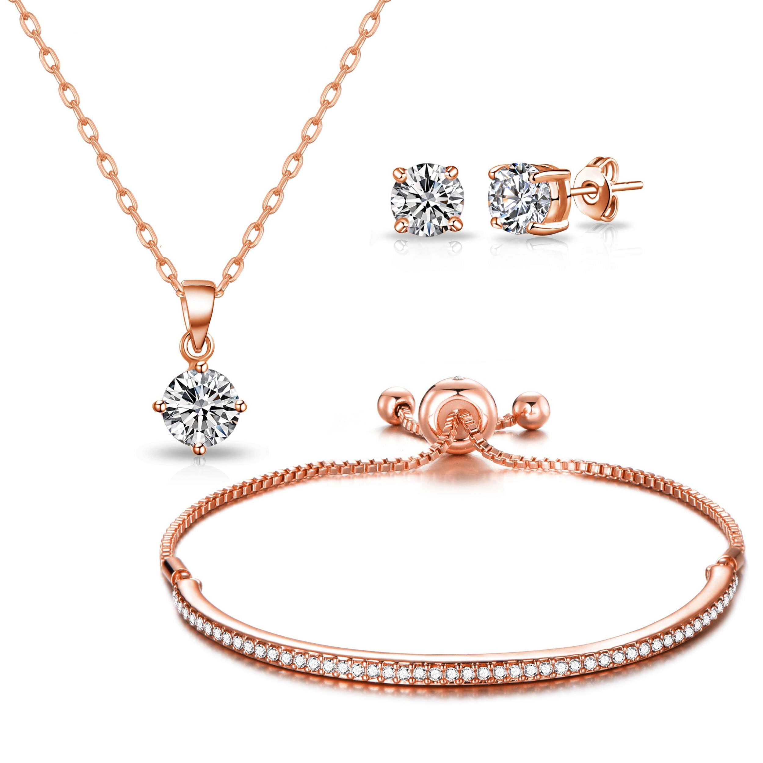Philip Jones Rose Gold Plated Friendship Slider Set Created with Zircondia® Crystals