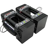 PowerBlock Elite EXP 90 Adjustable Dumbbells, Stage 1, Set of 2, 5 lb-50 lb | Space-Saving Workout Equipment For Home Gyms, Trusted by the Pros, Rubberized Handles &amp; Magnetic Pin, 16 Weight Increments