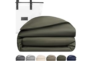 KOSMU Luxury Bamboo Viscose Duvet Cover | Pure Bamboo Viscose, Soft, Breathable and Cooling for Hot Sleeper | Piped Edge, Hidden Zipper Closure, 8 Corner Ties and Button Closure (Olive Green, King Size)