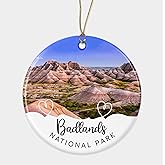 Lerime66 Badlands National Park Christmas Ceramic Ornament- Badlands National Park Travel Souvenirs in South Dakota-Us Ornament Christmas Tree Decor Gift Friends- Family Printed on Both Sides