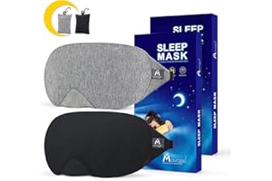 Mavogel Cotton Sleep Mask - Updated Design Light Blocking Sleep Mask, Soft and Comfortable Eye Blindfold for Men Women, Eye Mask for Sleeping/Shift Work, Includes Travel Pouch, Grey & Black