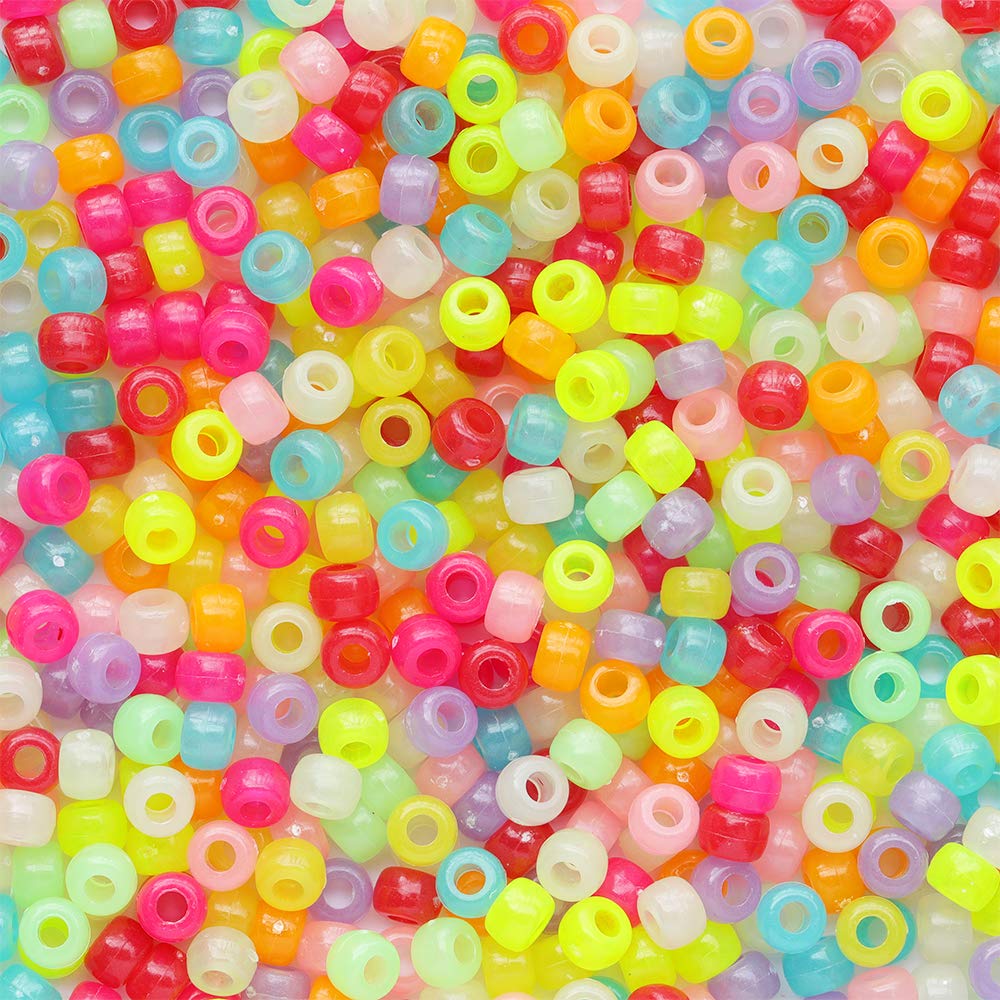 Tibaoffy Crafts Multicolor Night Glow Mix Beads 6x9mm,Pony Beads Total About 1000pcs — image 1