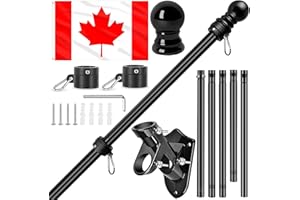 KFYIOE Canada Flag Pole Kit - 6FT Stainless Steel Wall Mount Flagpole with 3x5 FT Canadian Flag, Adjustable 45° & 90° Bracket