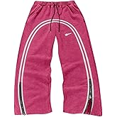 BEAUDRM Men's Striped Baggy Sweatpants Y2k Wide Leg Pants Drawstring Graphic Track Pant with Pockets Streetwear