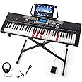 MUSTAR Piano Keyboard, 61 Key Keyboard Piano with Lighted Up Keys, Electric Piano Portable Piano Keyboard for Beginners with Stand, Sustain Pedal, Headphones, Microphone