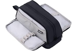 CICIMELON Large Capacity Pen Pencil Case with 4 Compartments, Multi-Slot Pencil Pouch Bag Aesthetic School Supplies Organizer for Teens Adults (Black)