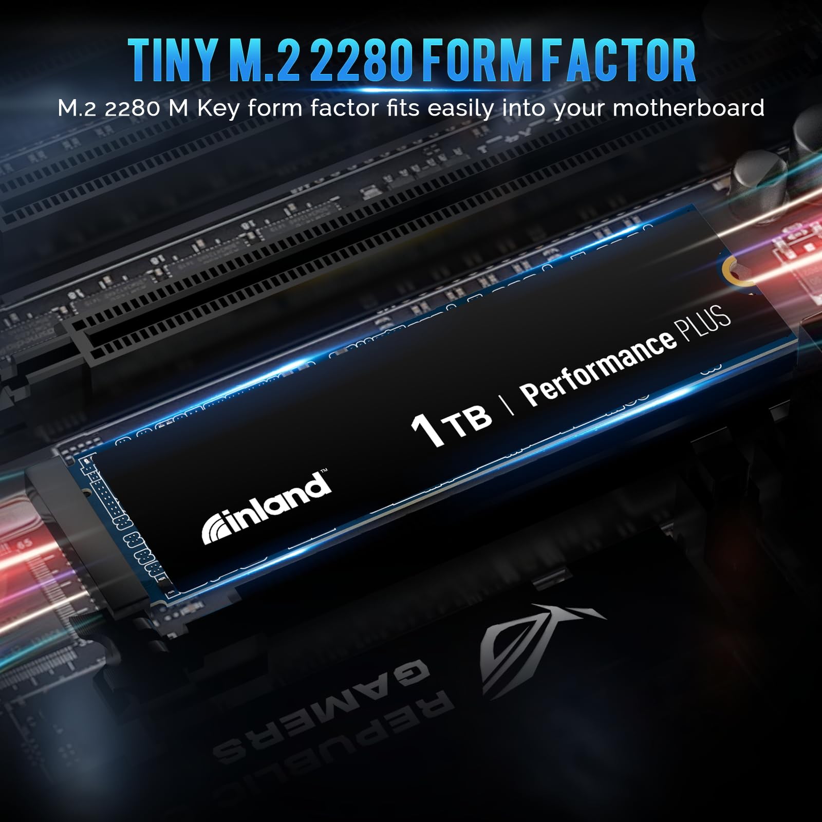 INLAND 1TB Performance Plus NVMe Internal Gaming SSD Solid State Drive Optimized for PS5 - Gen4 PCIe, M.2 2280, DRAM Cache, TLC 3D NAND Flash, Up to 7000MB/s