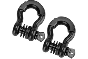 FSUON D Ring Shackle 3/4" 4.75T (2 Pack) 48000 Lbs Maximum Break Strength, with 7/8" Screw Pin, Isolator & Washers (Black)