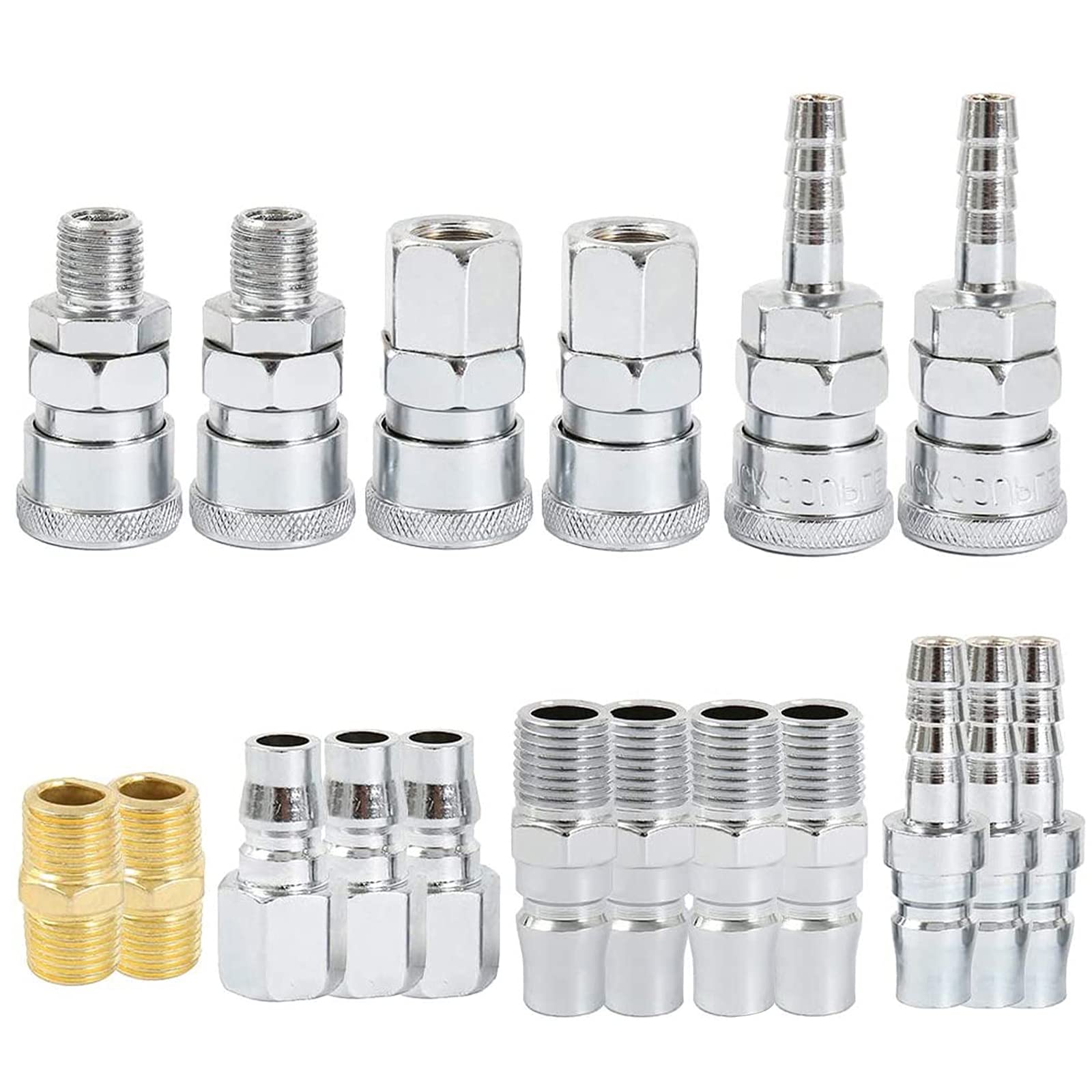 18 Pcs Euro Air Line Hose Compressor Fittings - 1/4" BSP Air Coupler and Plug Kit - Male & Female Thread Hose Quick Release Connector Fittings Set