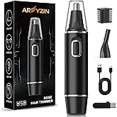 AREYZIN Nose Hair Trimmer for Men,Rechargeable Ear and Nose Trimmer,2 in 1 Painless Professional Eyebrow & Facial Hair Trimmer with IPX7 Waterproof Dual Edge Blades (Black)