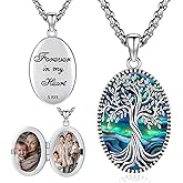 Picture Locket Necklace for Women Men Rose 14K Real Gold 925 Sterling Silver Jewelry Heart Locket Necklace that Holds Pictures Tree of Life Viking Wolf Celtic Knot St Christopher St Michael Pendant
