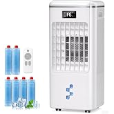Evaporative Air Cooler, Evaporative Portable Air Conditioners | with Detachable Water Tank &amp; Ice Box, 38dB Quiet Cooling Fan with Child Lock, Evaporative Cooler Swamp Cooler for Bedroom