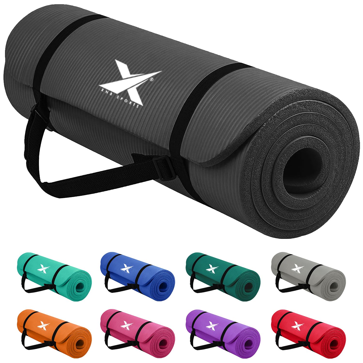 Xn8 Sports Yoga mat 10mm & 15mm Thick NBR Exercise Mat - Non-Tearable Pilates Mat with Extra Carry Strap - Yoga Mats for Women Men for Aerobics Lunges Planks Indoor & Outdoor 61Lx20Wx1.5 & 1Th