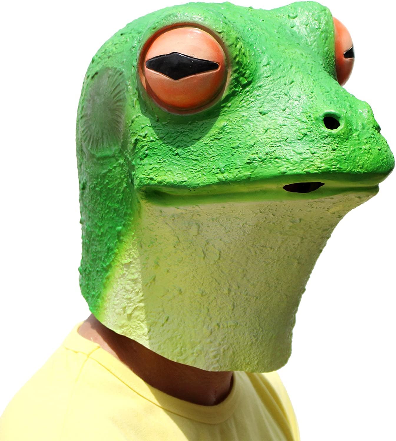 PartyCostume - Frog Mask - Halloween Costume Latex Animal Full Head Latex Adult Kids Mask