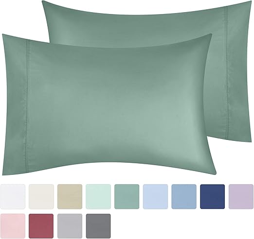 Amazon Com 600 Thread Count 100 Cotton Pillow Cases Sage