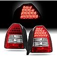 AKKON - For 1996-2000 Honda Civic Ek9 3-Door Hatchback JDM Red Clear LED Tail Brake Lights Lamps Set