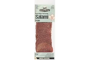 Atwood Heritage Bison, Pork & Beef Sliced Salami, High Protein Snack, Gluten-Free, Nitrate-Free, Made in Canada, 125g