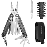 GrandHarvest 17-in-1 Stainless Steel Multi-Tool, self-locking practical multi-tool, equipped with large multi-purpose pliers, folding knife, belt clip, and nylon sheath, men's gift, EDC multi-tool