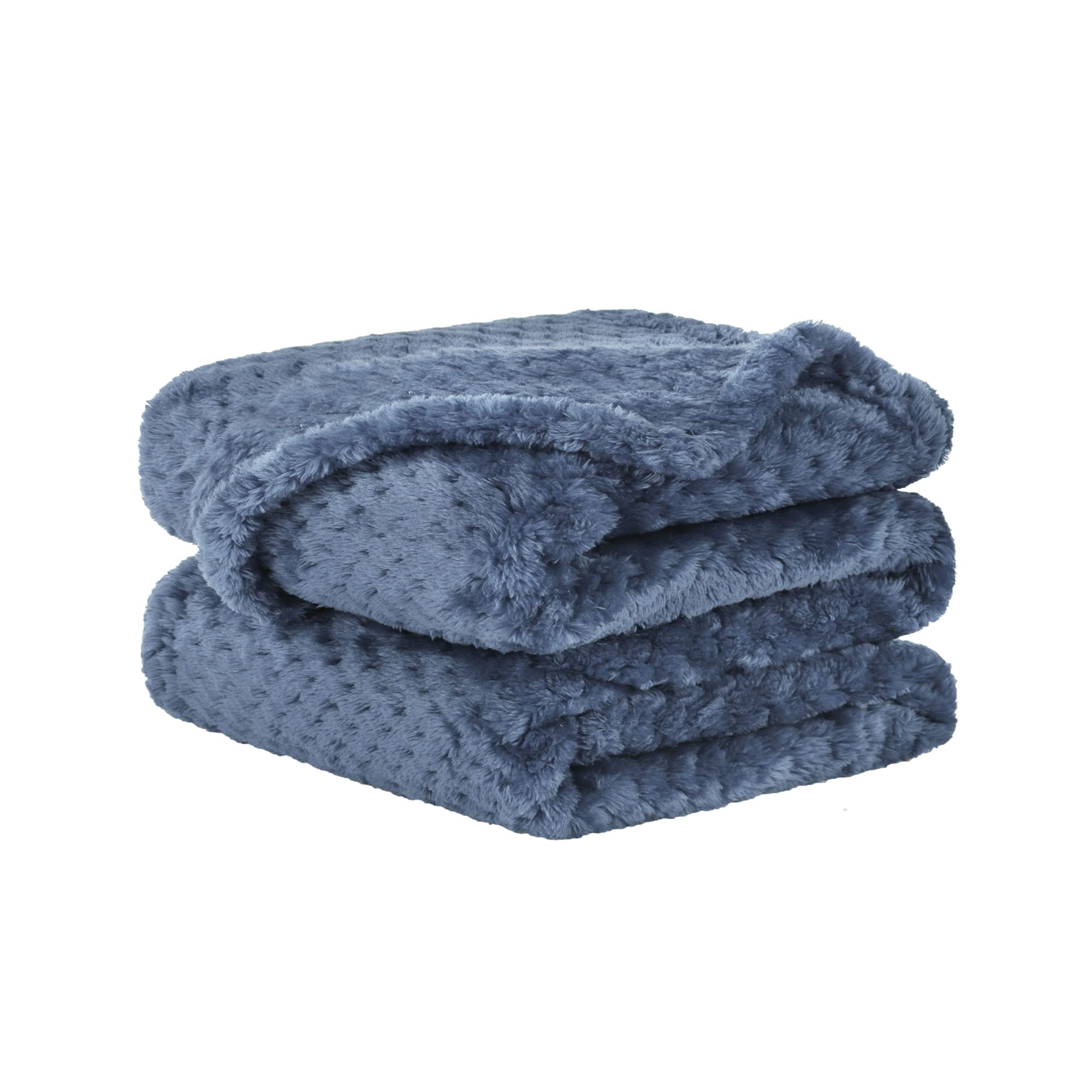 sourcing map Flannel Fleece Bed Blankets, Soft Warm Microfiber Blanket, Mesh Fuzzy Plush 330GSM Lightweight Decorative Solid Blankets for Bed Smoked Blue 70 x 100cm