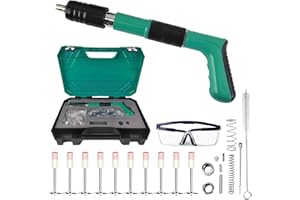 QZQUFJ Concrete Manual Nail Gun Kit with 50 Round Nails, Mini Steel Nail Gun, Pistola De Clavos, Air Nailer Combo Kit, Pistola de Fijación - Easy to Use with Protective Gear Included