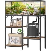 TIFFLOI 20 Gallon Fish Tank Stand with Storage, Aquarium Stand for 20 Gallon Tanks, Heavy Duty Metal Frame with 3 Engineered Wood Shelves, Anti-Slip Pads, Rustic Brown