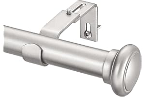 Briofox Silver Curtain Rods - 1 Inch Window Curtain Rods for Windows 48 To 84 Inch, Adjustable Modern Heavy Duty Single Window Curtain Rod Set With Decorative Finials