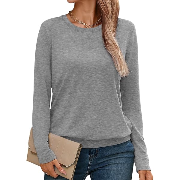Micticsi Women's V-Neck Long Sleeve Top - Banded Hem T-Shirt For Fall & Winter (Casual & Dressy)