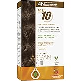 One 'N Only Fast 10 Permanent Hair Color Kit - Hair Dye for Women with Argan Oil to Maintain Moisture Balance - Advanced Micro-Pigments for Natural Tones (4N Medium Brown)
