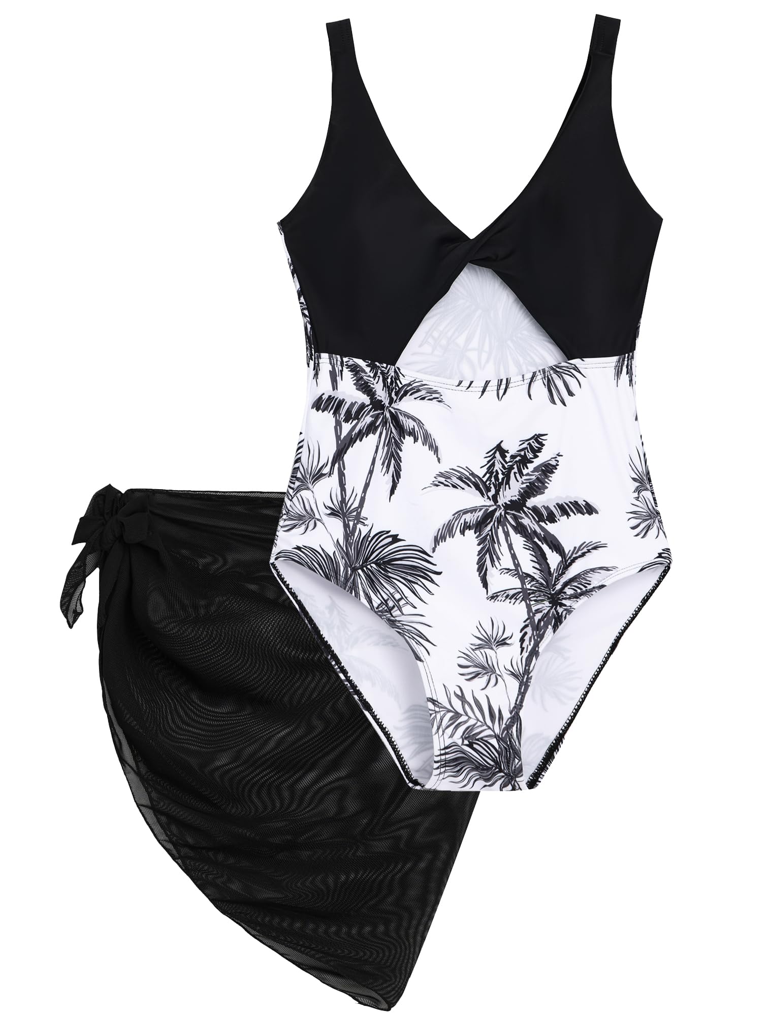 Mecamelon Girls One Piece Swimsuit with Cover Up