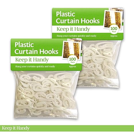 Keep It Handy 200 Pack Curtain Hooks 2 X 100 White Curtain Clips