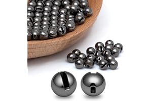 Gainfite 50pcs Slotted Tungsten Beads for Fly Tying, 3 Colors/13 Sizes (1.5-6.4mm) - Fast Sinking Fishing Beads for Nymphs, Wooly Buggers, Fly Tying Materials Beads